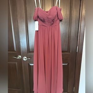 Elegant Mauve Off-Shoulder Dress